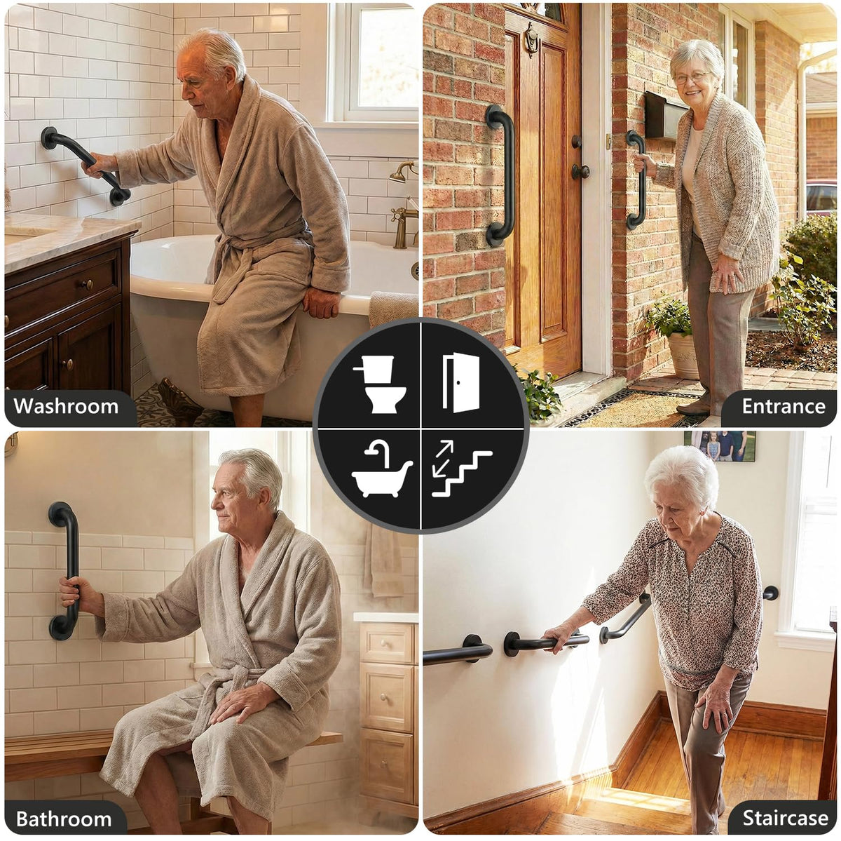 Conwithna two-pack handrails provide versatile indoor-outdoor mounting for stairs or walls.
