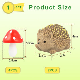 CooBigo resin hedgehog miniature statue enhances shelf decor and dollhouse scenes.