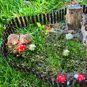 CooBigo wood mushroom figurine ideal for miniature landscapes and terrariums.
