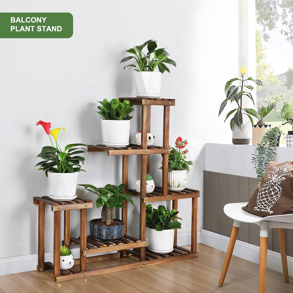 COOGOU wood plant stand indoors/outdoors decor display for plants