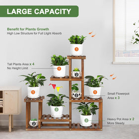 COOGOU wood plant stand middle-tier spaces illustrate efficient vertical plant arrangement