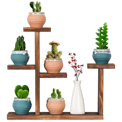 COOGOU wooden tabletop plant stand side view showing compact design.