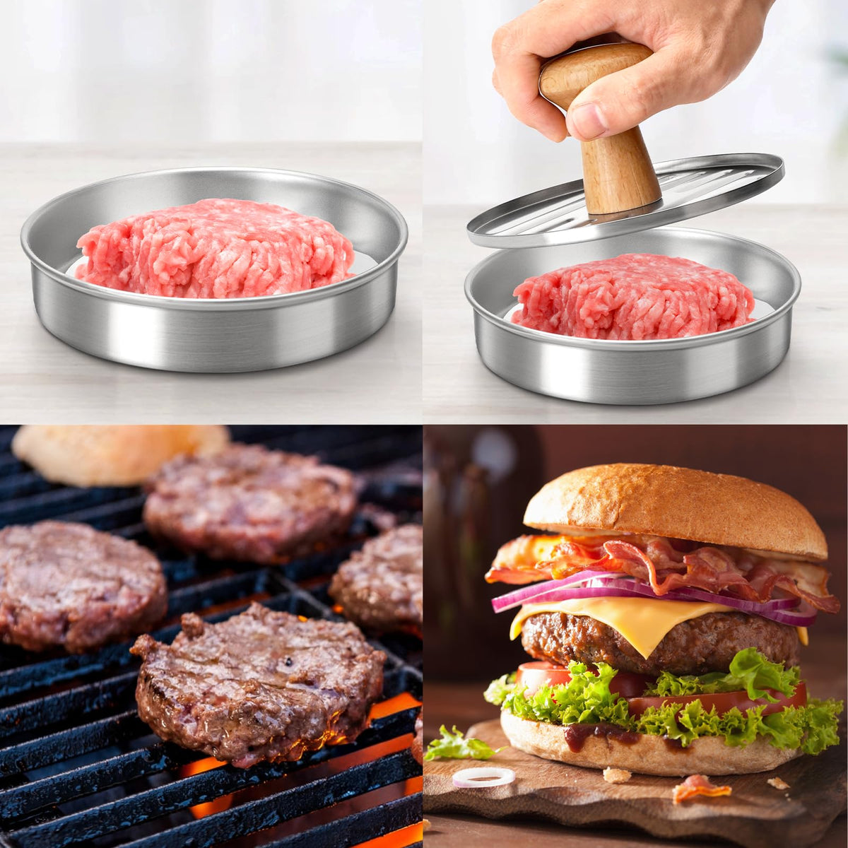 Cook Guy burger press dishwasher-safe for quick cleaning after cooking.