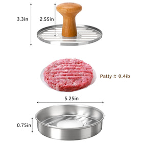 Cook Guy burger press ergonomic handle ensures secure grip during high-heat pressing.