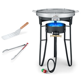 COOKAMP propane burner concave comal top for high-heat outdoor cooking