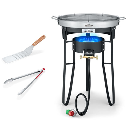 COOKAMP propane burner concave comal top for high-heat outdoor cooking