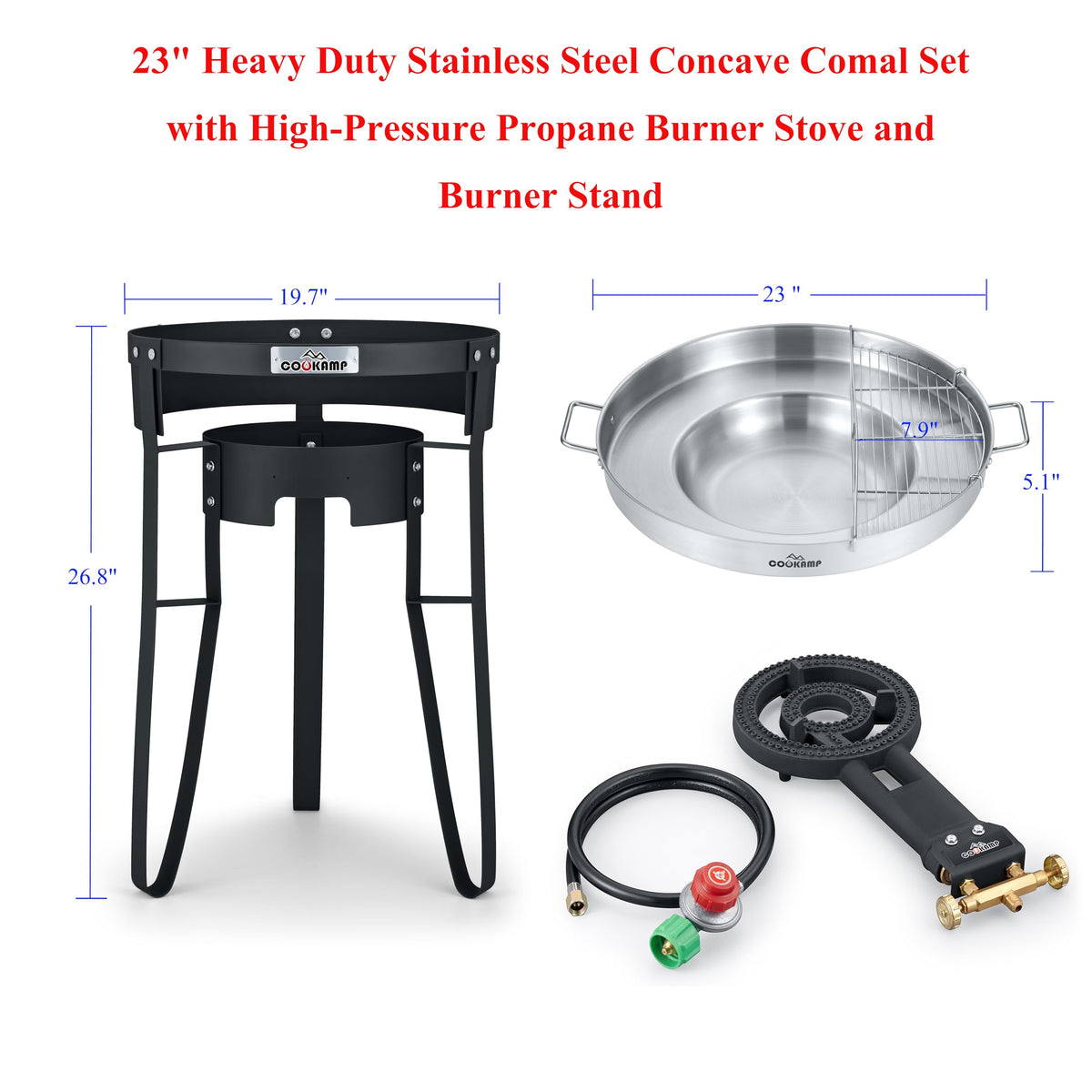 COOKAMP stamped steel cooktop highlighting rugged durability outdoors