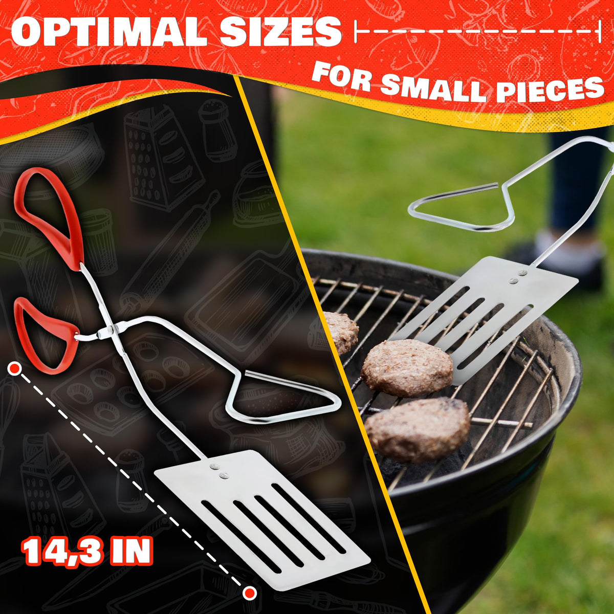 Cooking Concepts long-grill-tongs provide precise control for meats and vegetables.