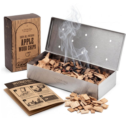 Cooking Gift Set BBQ smoker box with hinged lid for easy smoking on grills