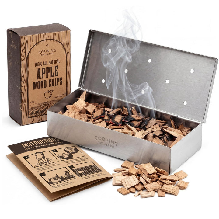 Cooking Gift Set BBQ smoker box with hinged lid for easy smoking on grills