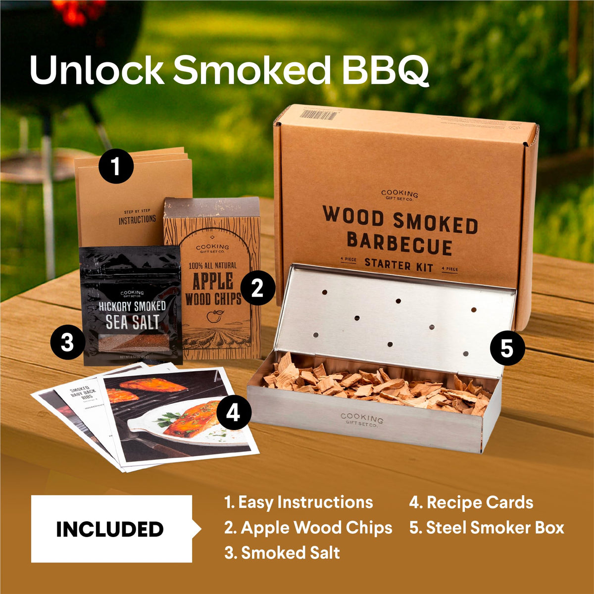 Cooking Gift Set stainless steel smoker box closeup highlights durable construction