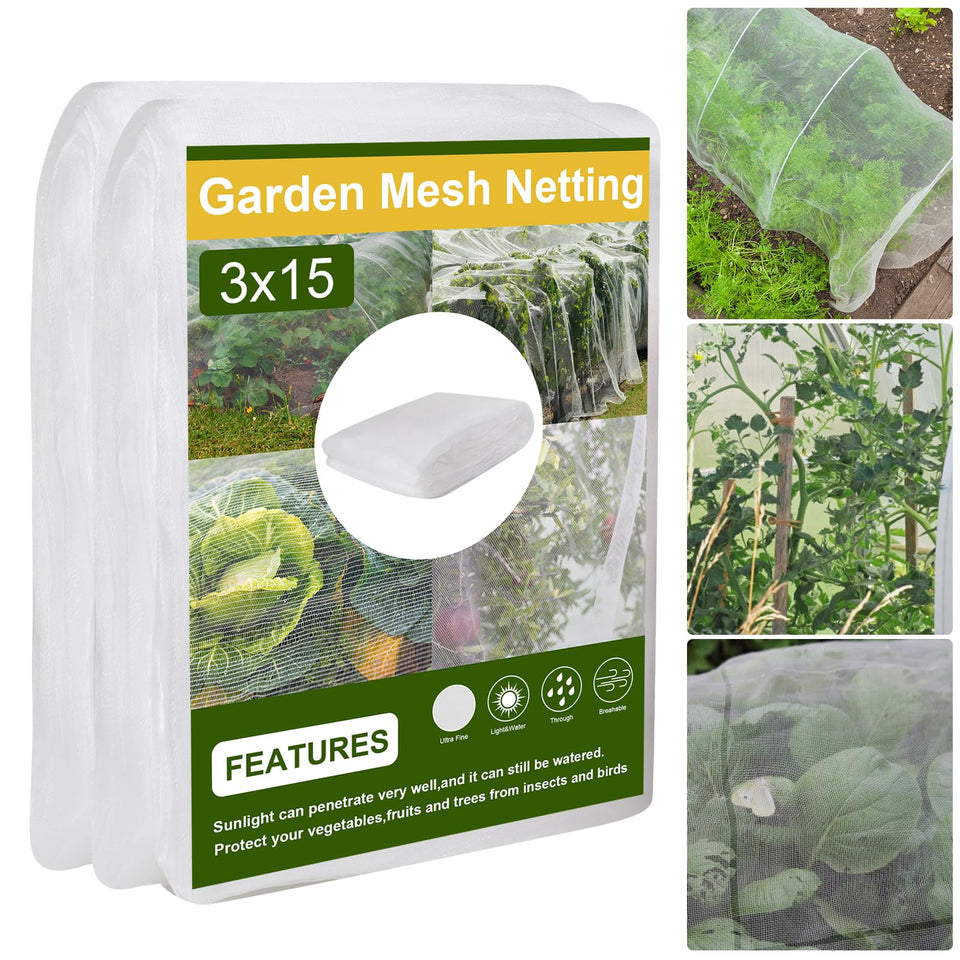 Cookmaster 10x50ft garden netting overview for versatile outdoor protection against birds and pests.