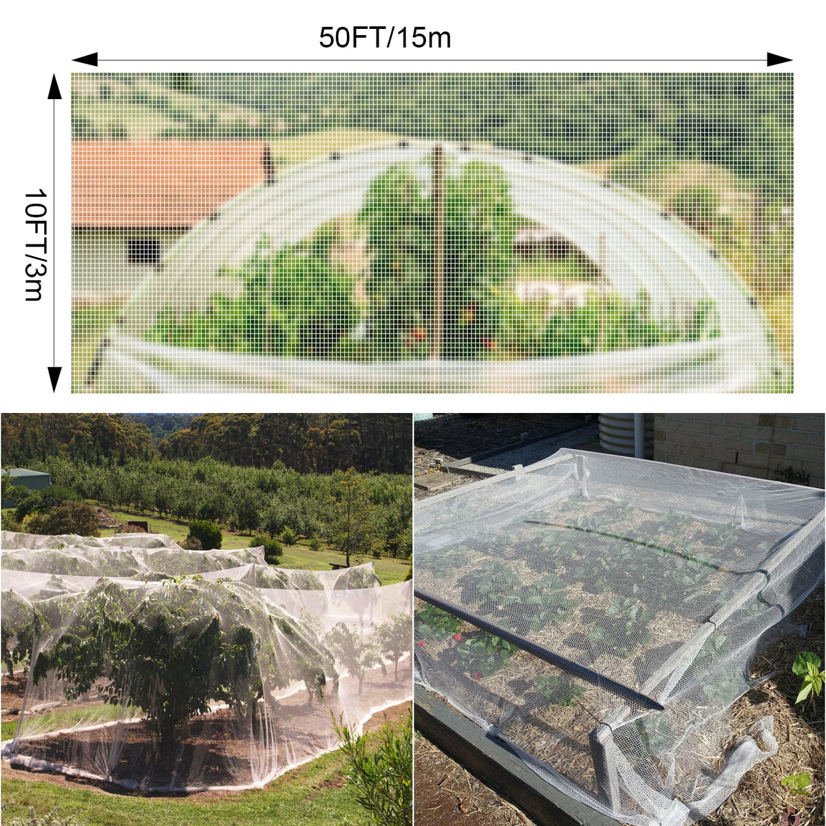 Cookmaster bird and insect protection netting guards plants from birds and pests.