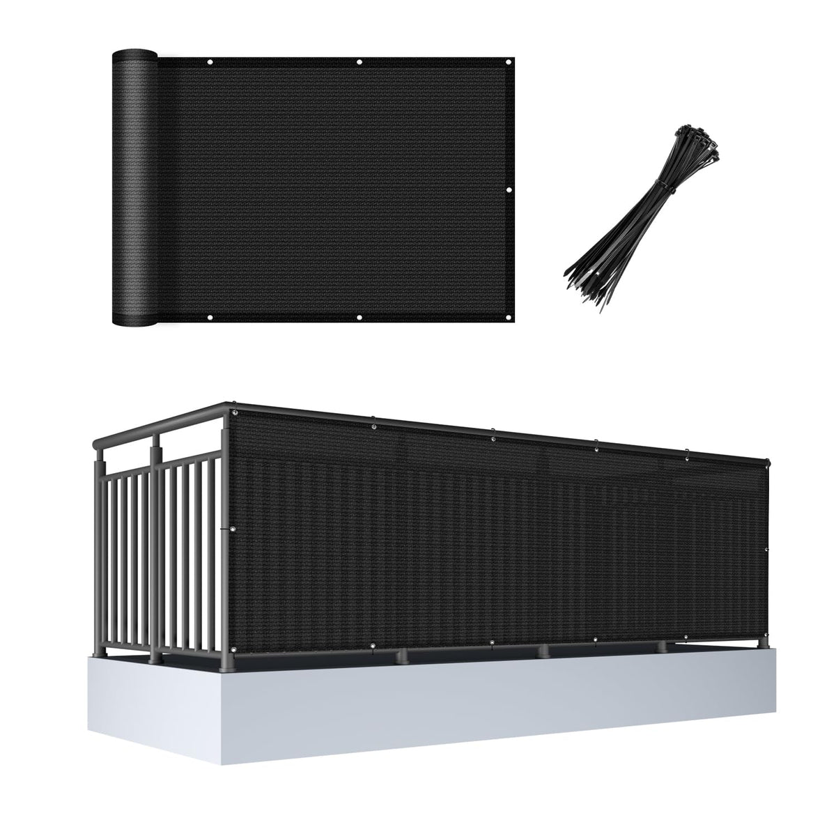 Cool Area balcony privacy screen with grommets for easy railing installation and privacy