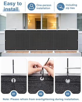 Cool Area balcony shading privacy screen provides 85-90% shade for private outdoor moments