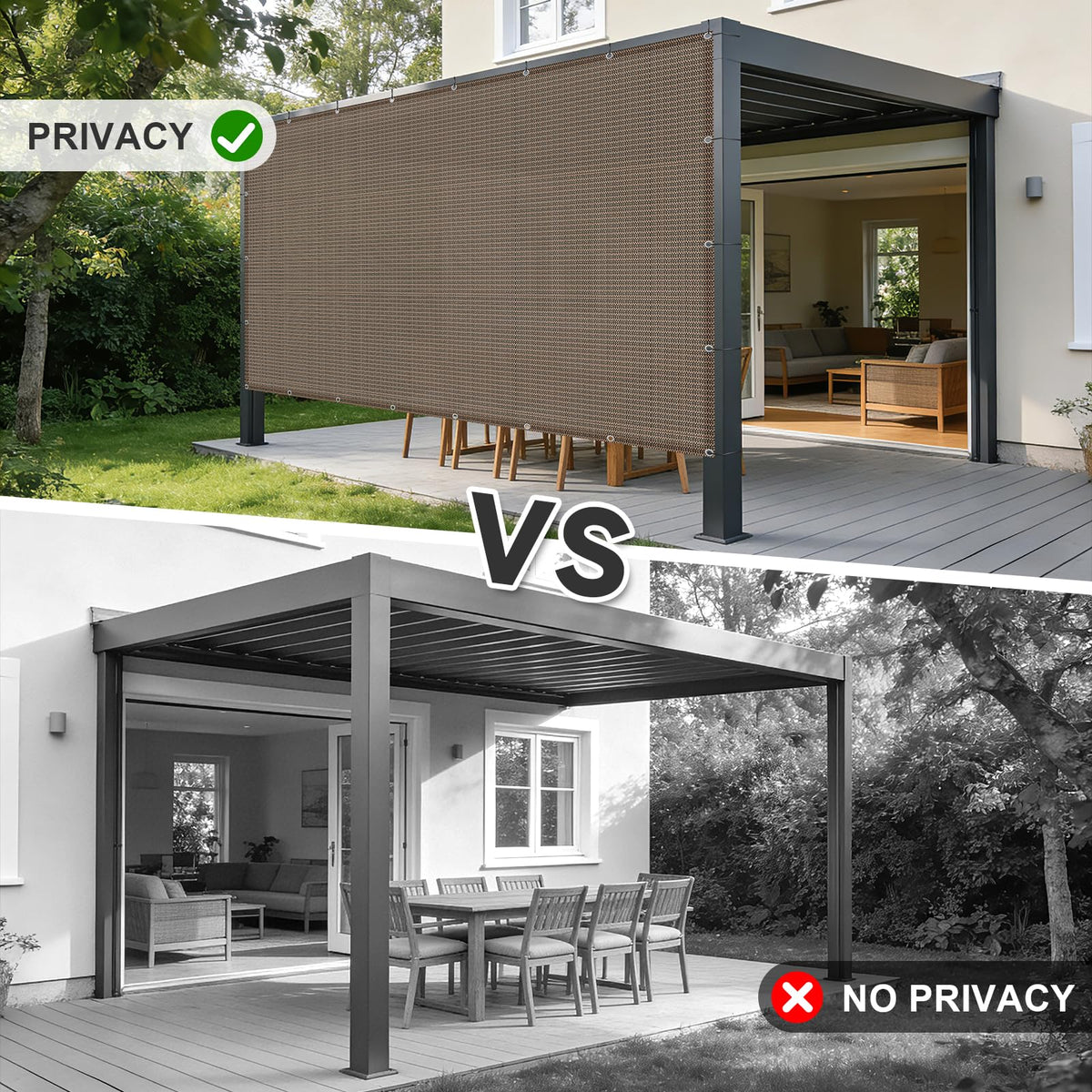 Cool Area breathable shade panel allows cool air on decks.