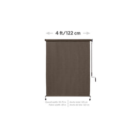 Coolaroo breathable-knit fabric on patio demonstrates airflow and comfort.