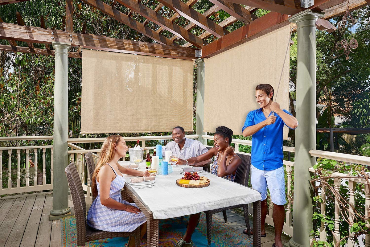 Easy-clean and quick-dry feature of Coolaroo shade in use.