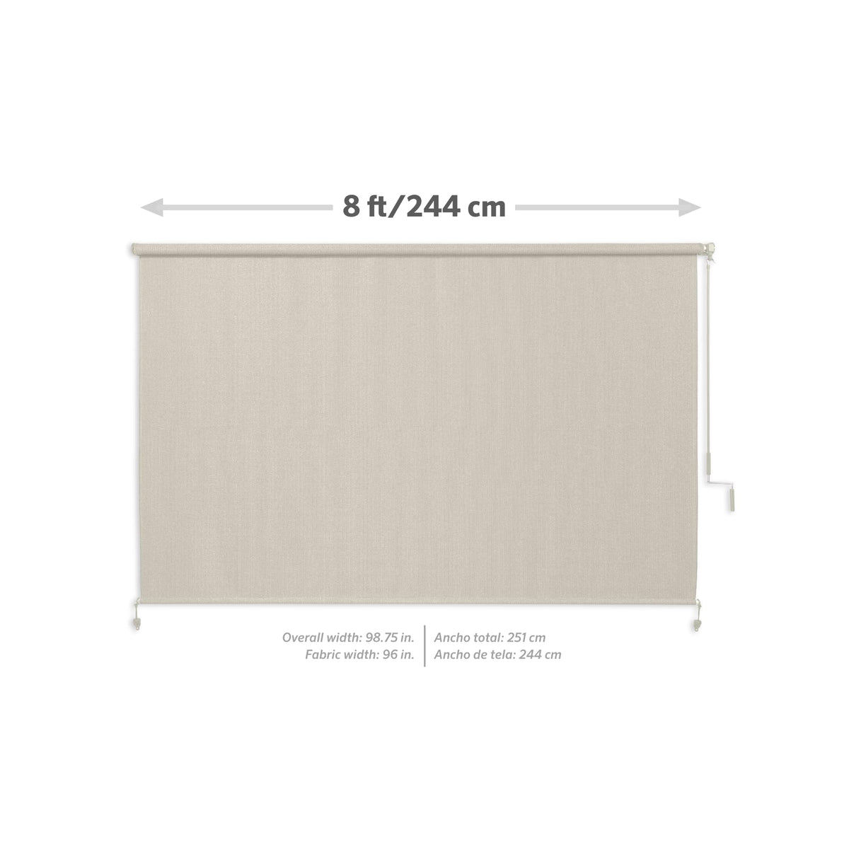 Coolaroo wand-operated shade offers smooth raising and lowering for versatile outdoor comfort.