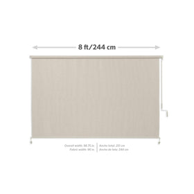 Coolaroo wand-operated shade offers smooth raising and lowering for versatile outdoor comfort.