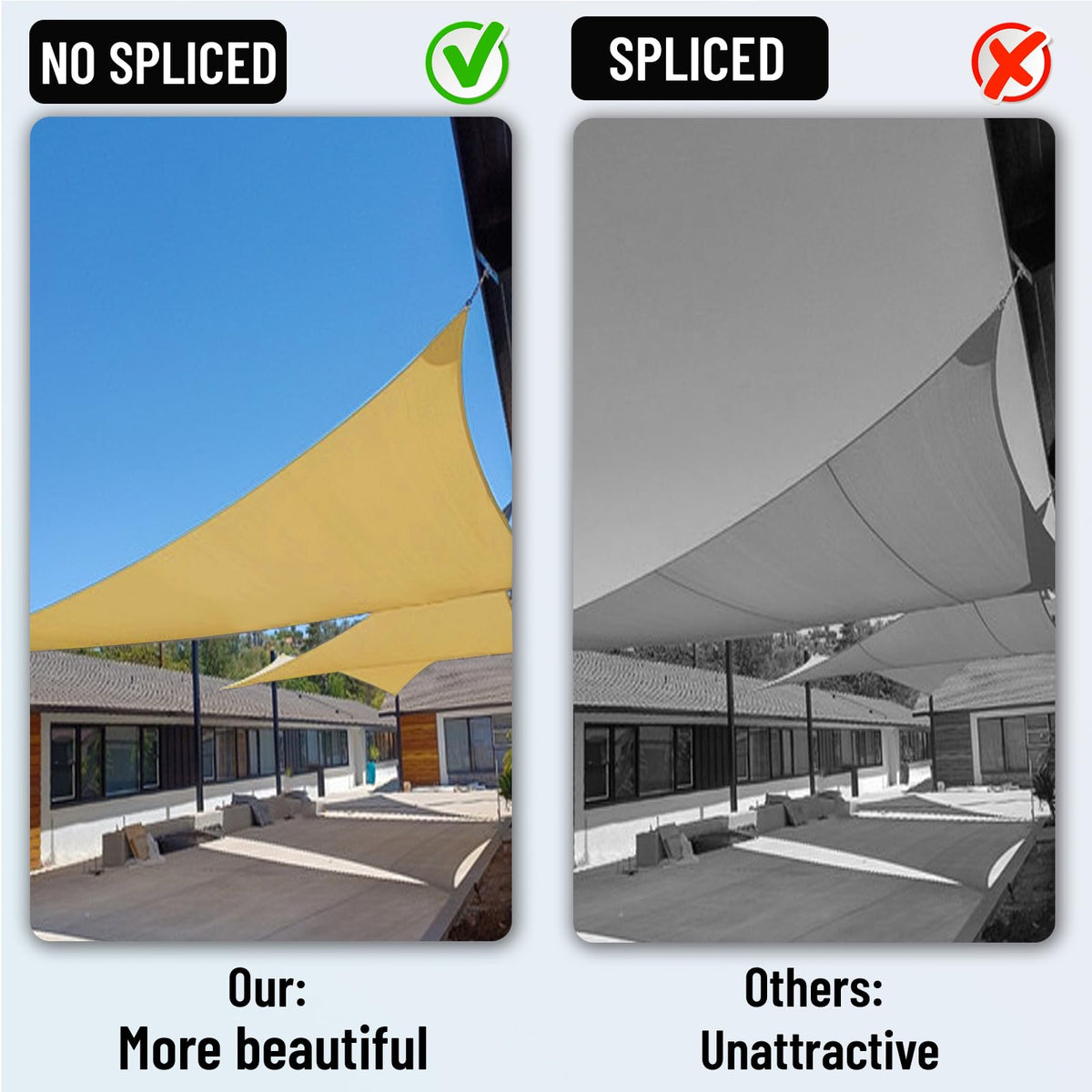 COOLBOYS shade sail installation kit with ropes ensures easy setup.