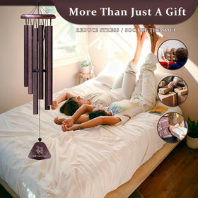 Coolertaste wind chimes on patio or garden, creating calming ambience.