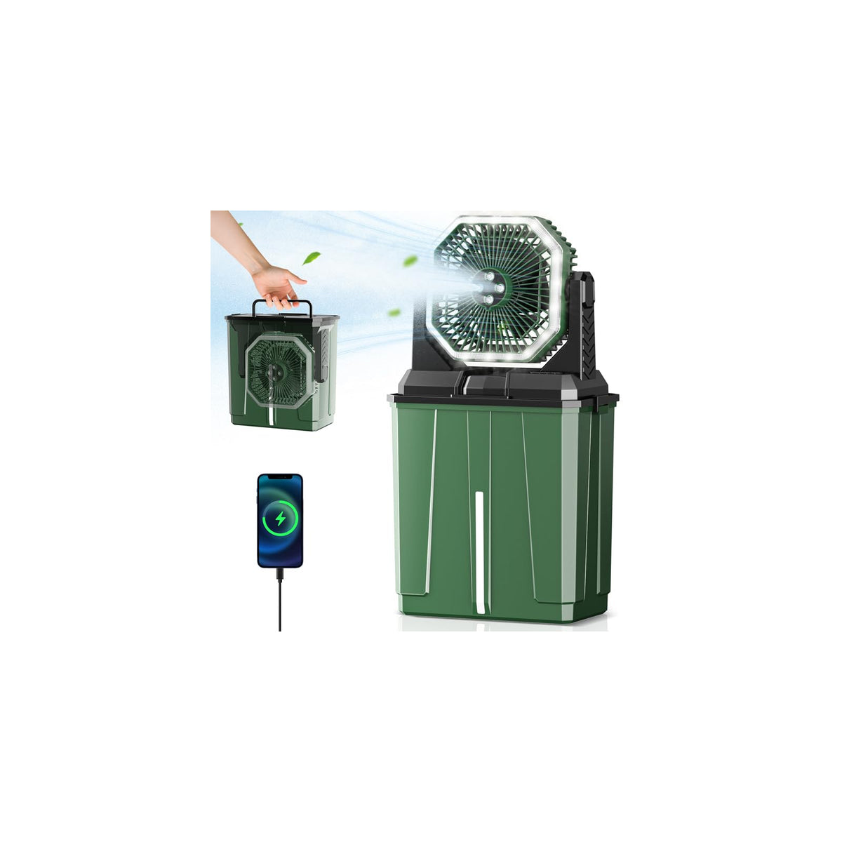 Coolice portable misting fan with 8L tank for extended outdoor cooling.