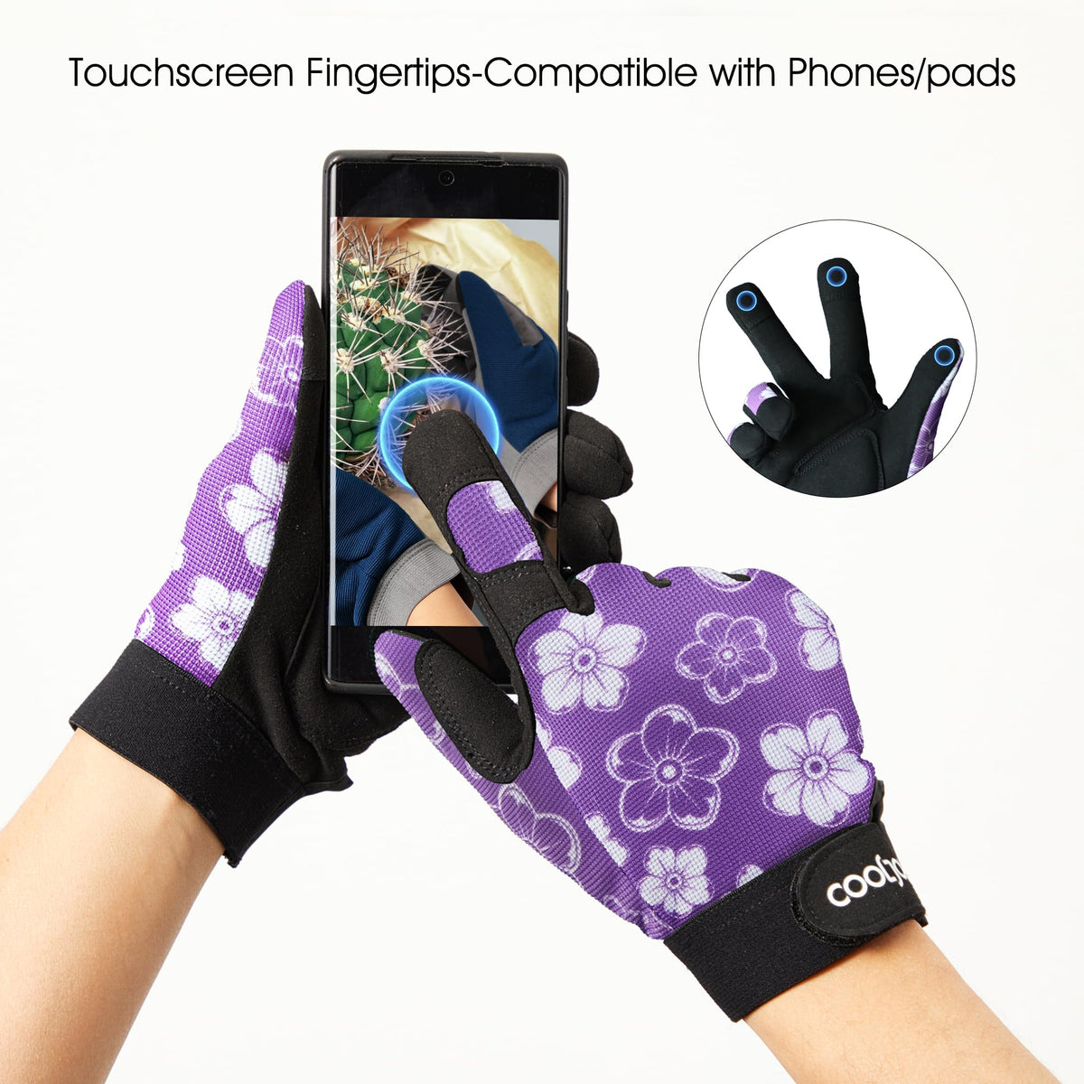 COOLJOB anti-slip garden gloves provide secure tool control during pruning and digging.