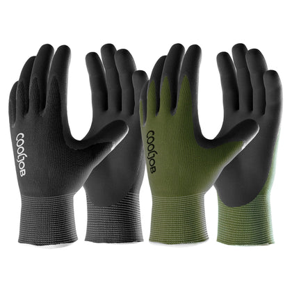 CoolJob men's gardening gloves with a breathable base keep hands cool during yard work.