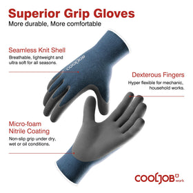 COOLJOB gardening gloves with stretchy jersey knit for high dexterity during tasks.