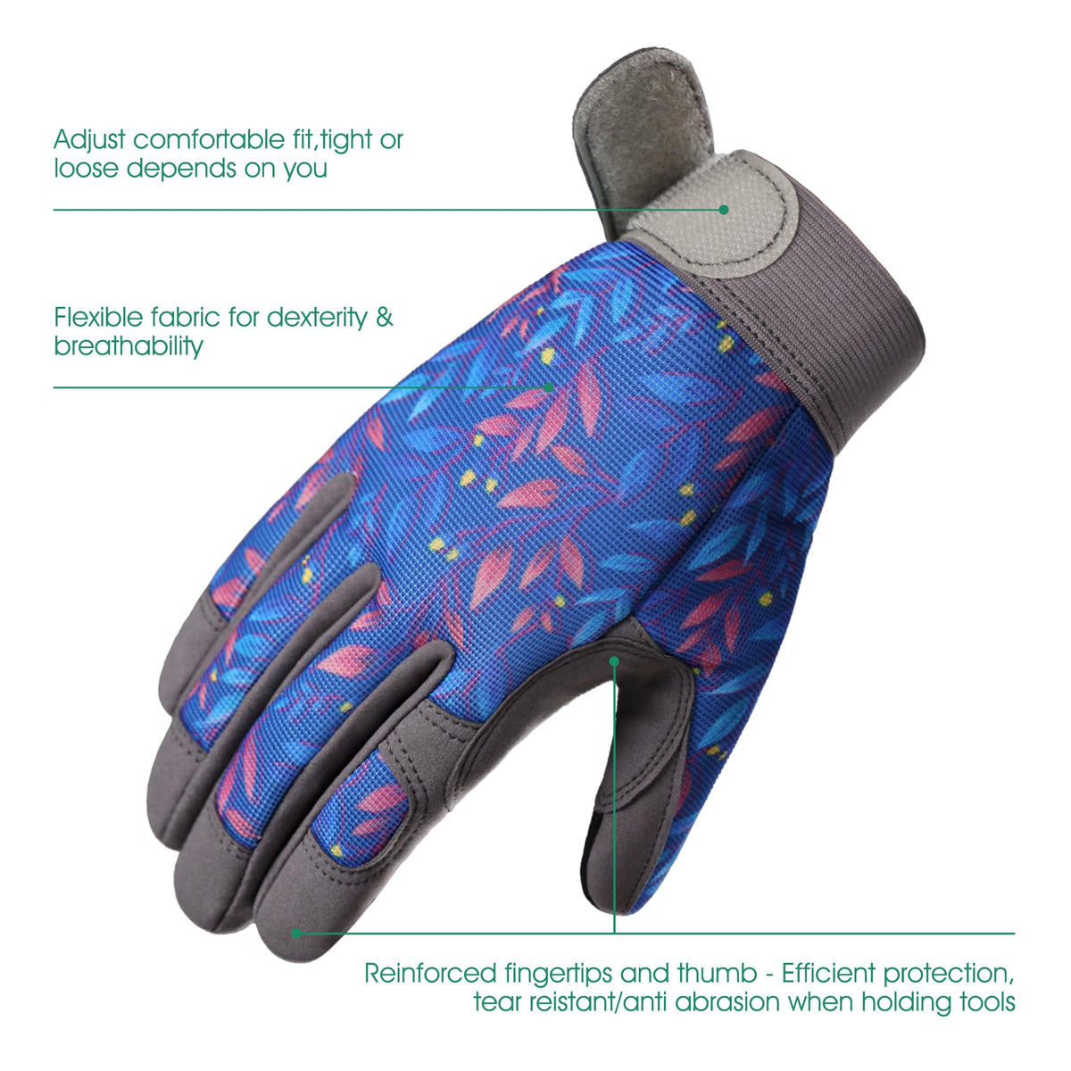 COOLJOB gloves with padded palms reduce fatigue for gardening.