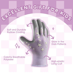 COOLJOB glow purple gloves with stars for night gardening