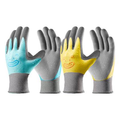 CoolJob yellow double-coated gloves provide waterproof grip for small hands.