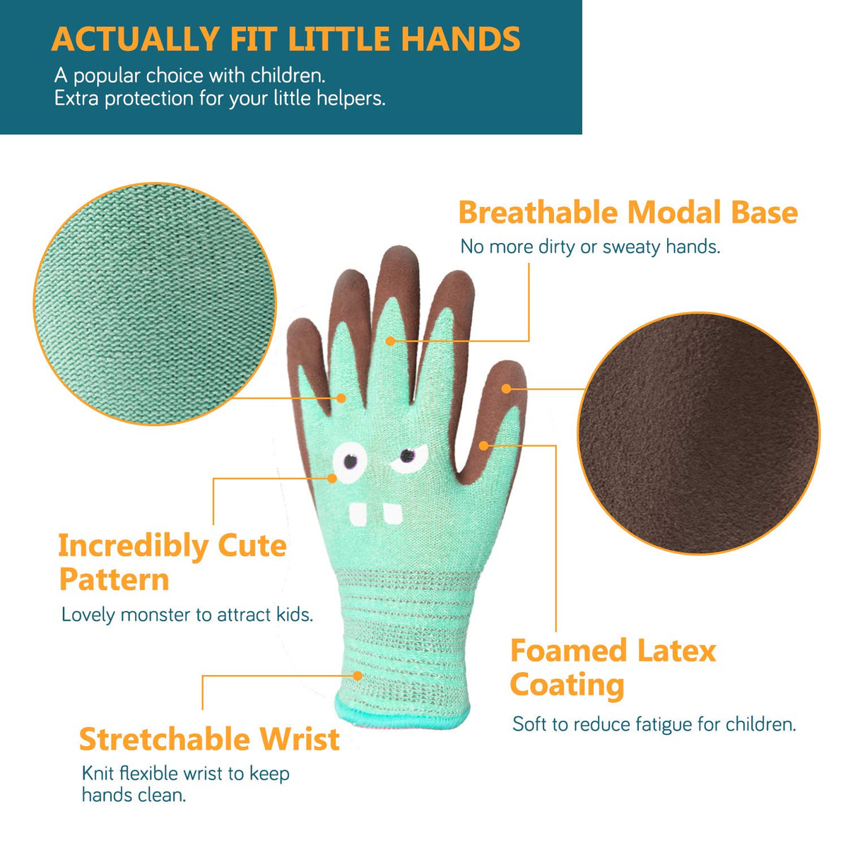 COOLJOB Little Monster Series gloves with fun monster patterns for outdoor play
