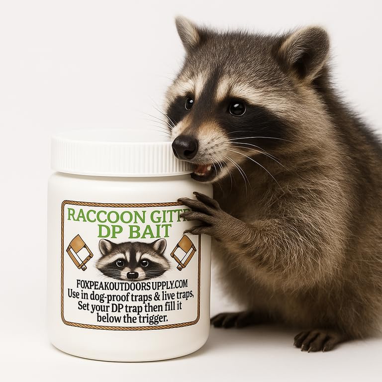 Coon Gitter Bait in a dog-proof trap boosts raccoon catch efficiency.