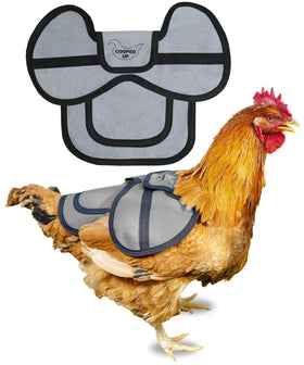 COOPED UP canvas chicken saddle provides back protection for medium-large hens.