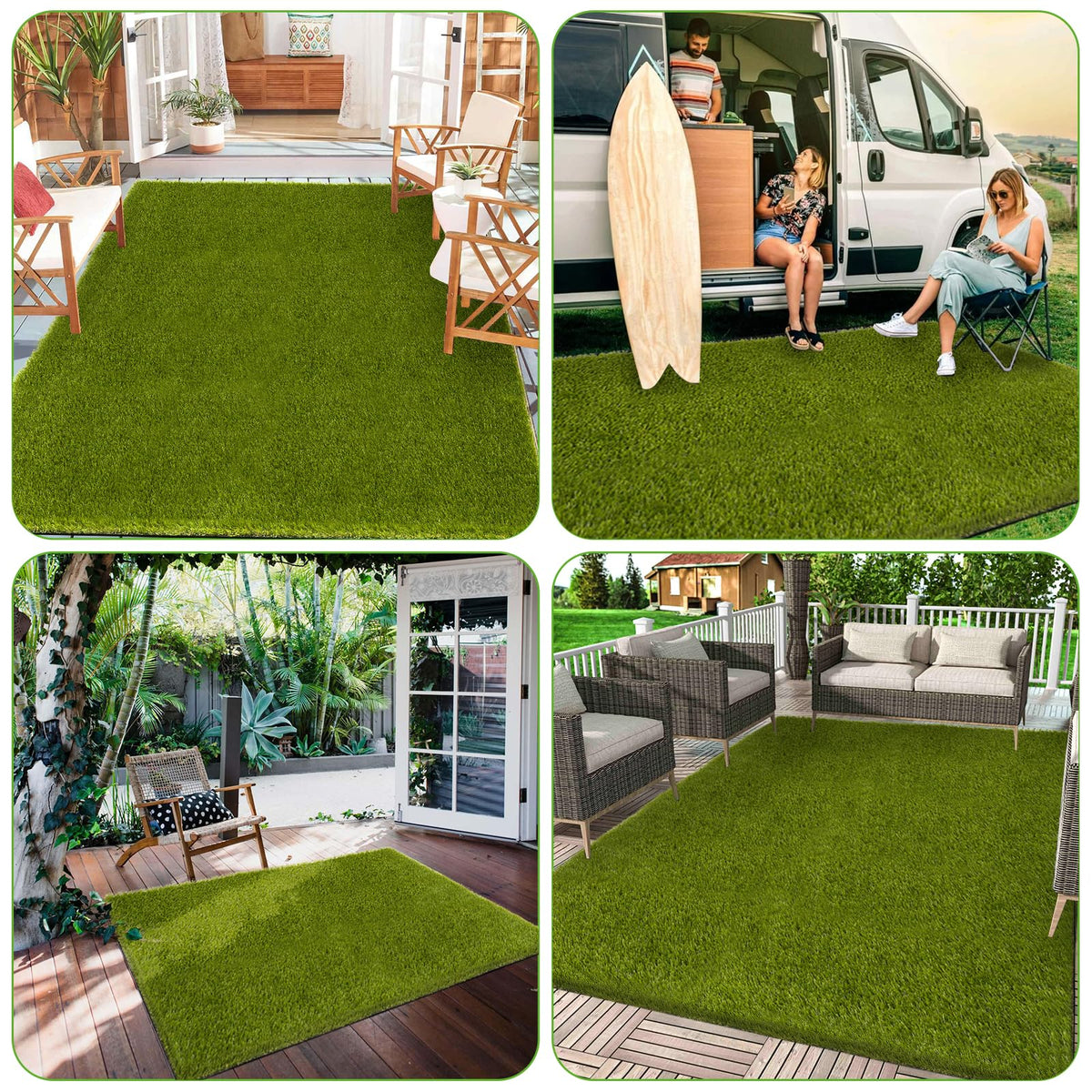 CooRug easy-clean turf with soap and water maintenance.