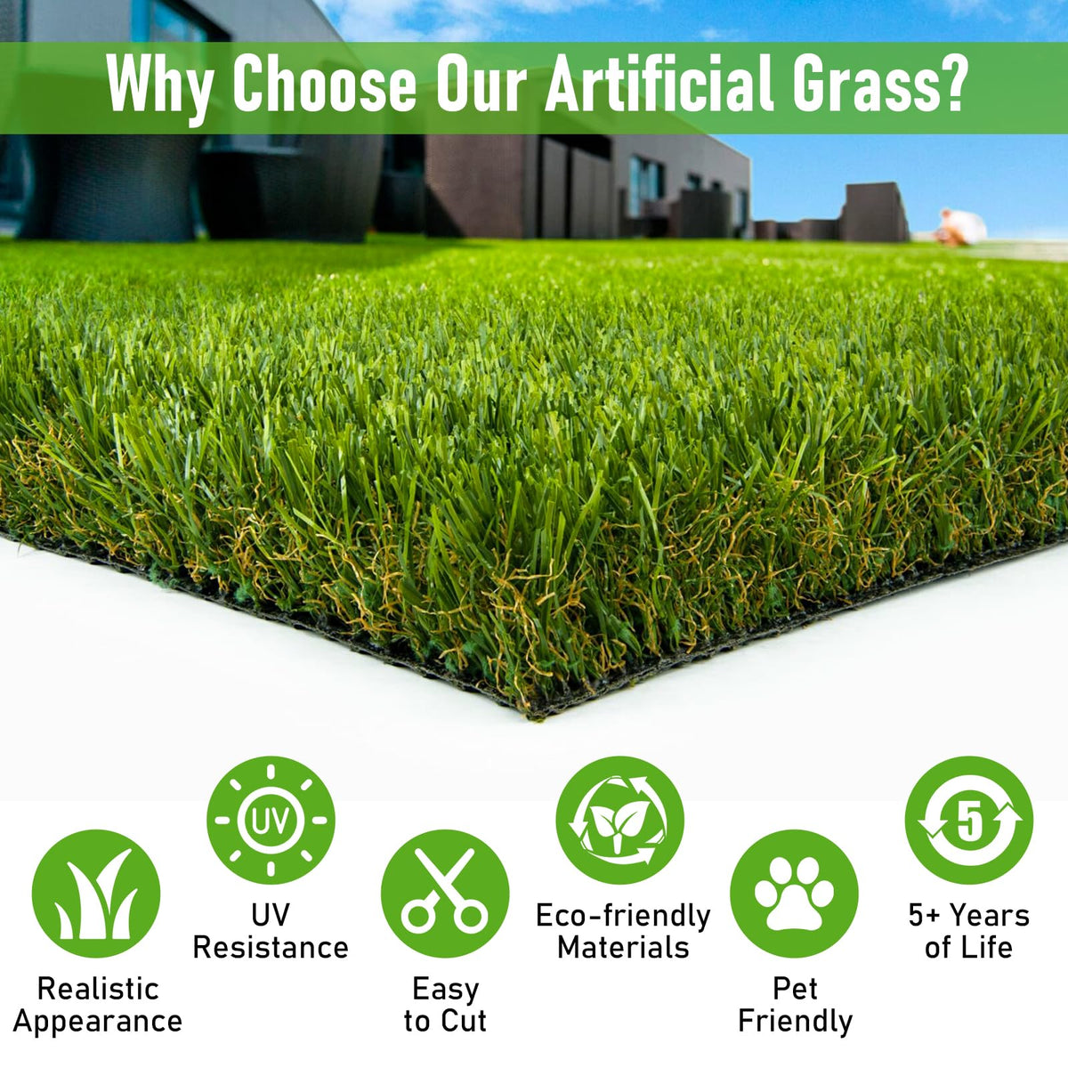 CooRug pet-friendly artificial grass safe for dogs and easy maintenance.
