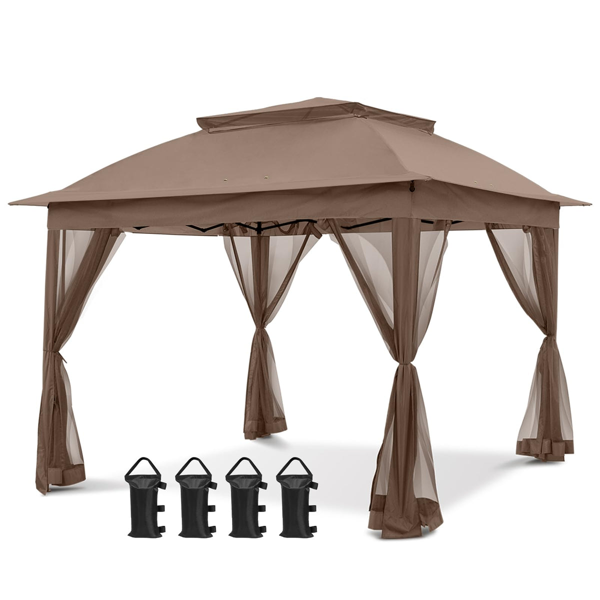 COOS BAY 11x11 pop up gazebo assembled for quick shade outdoors.