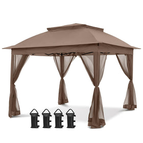 COOS BAY 11x11 pop up gazebo assembled for quick shade outdoors.