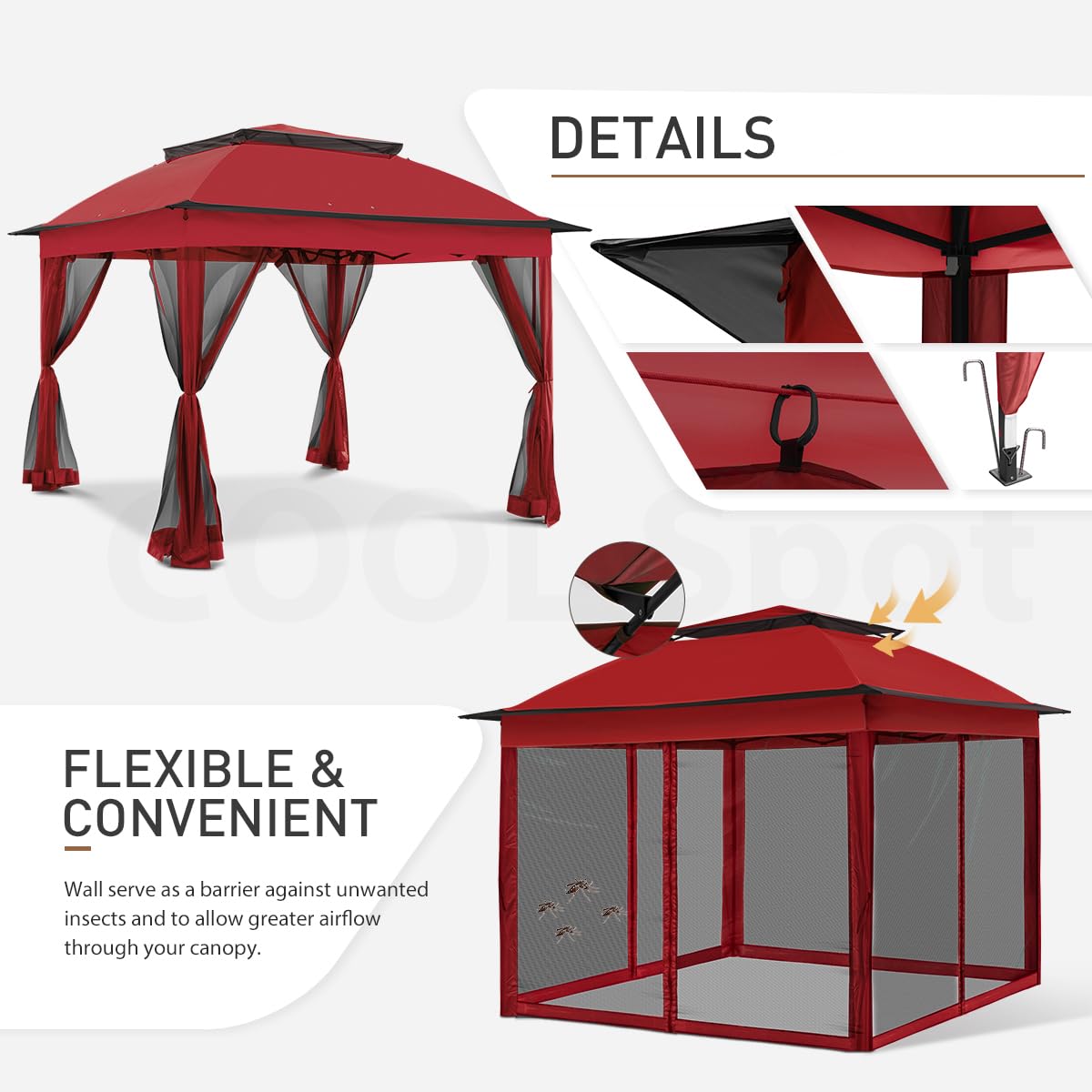COOS BAY gazebo with mesh netting for airflow and insect protection
