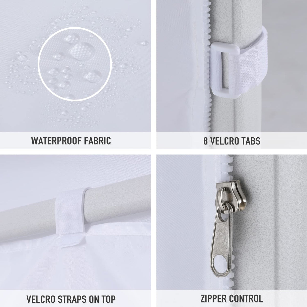 COOSHADE SunWall Velcro attachment to canopy truss for secure fitting