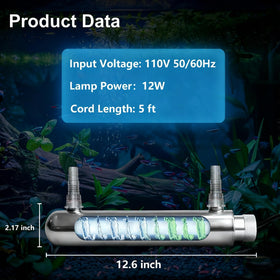 coospider-repta 12W inline UV light inline design compatible with canister filters