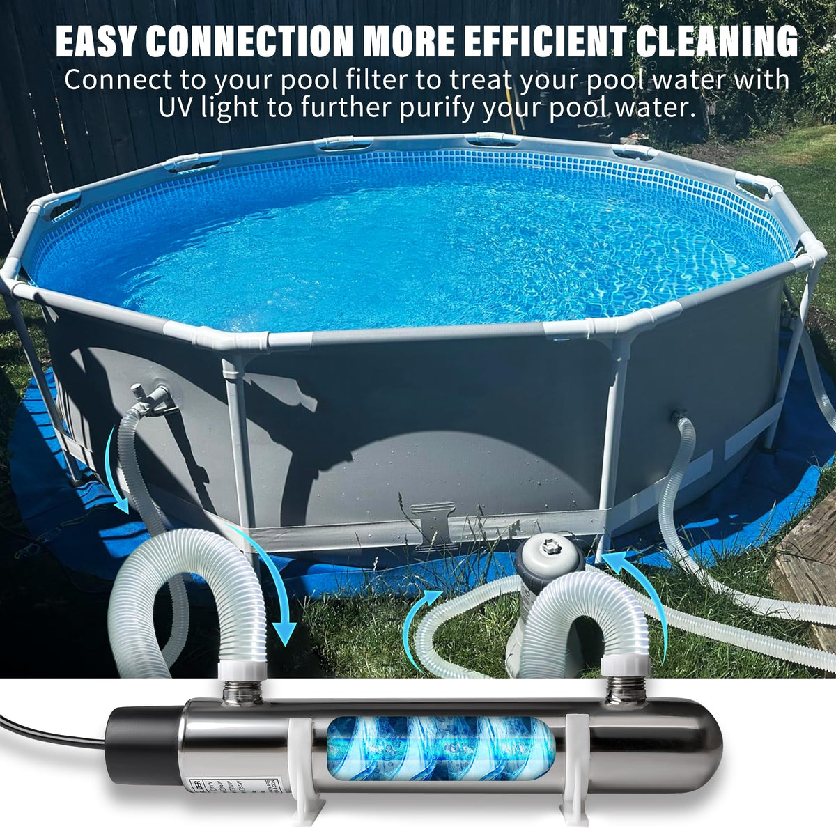 coospider-repta 12W inline UV light installed in pond system for clear water