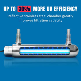 coospider-repta 12W inline UV light stainless steel chamber closeup shows durable construction
