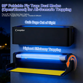 Wall-mount capable Coospider-REPTA trap mounted on wall