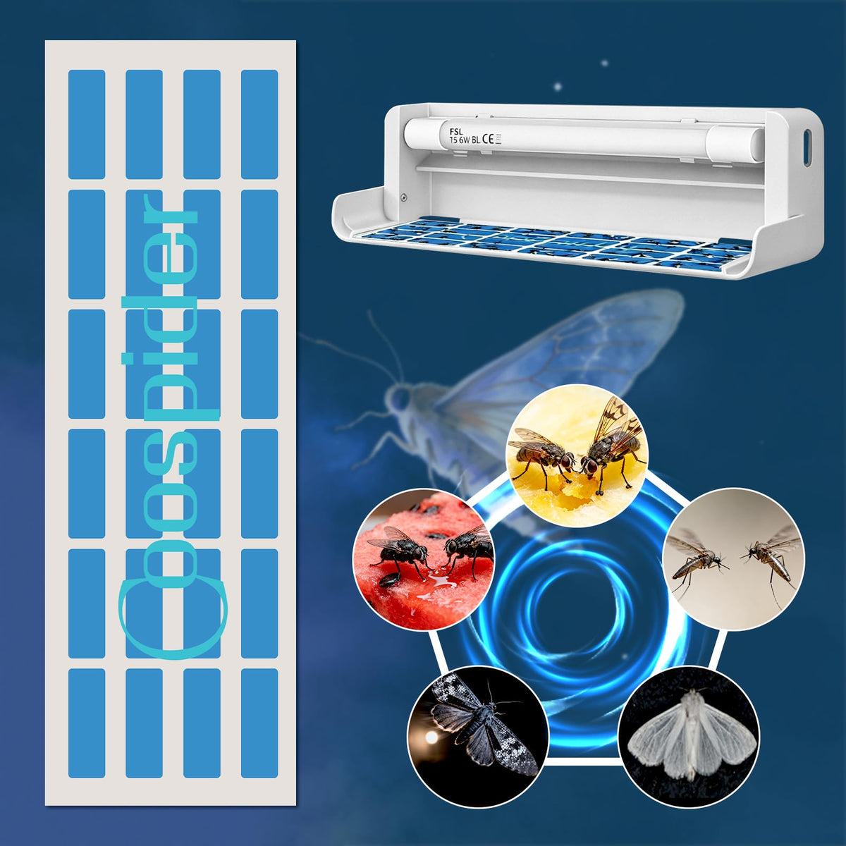 COOSPIDER UV replaceable glue board for quick, hygienic maintenance