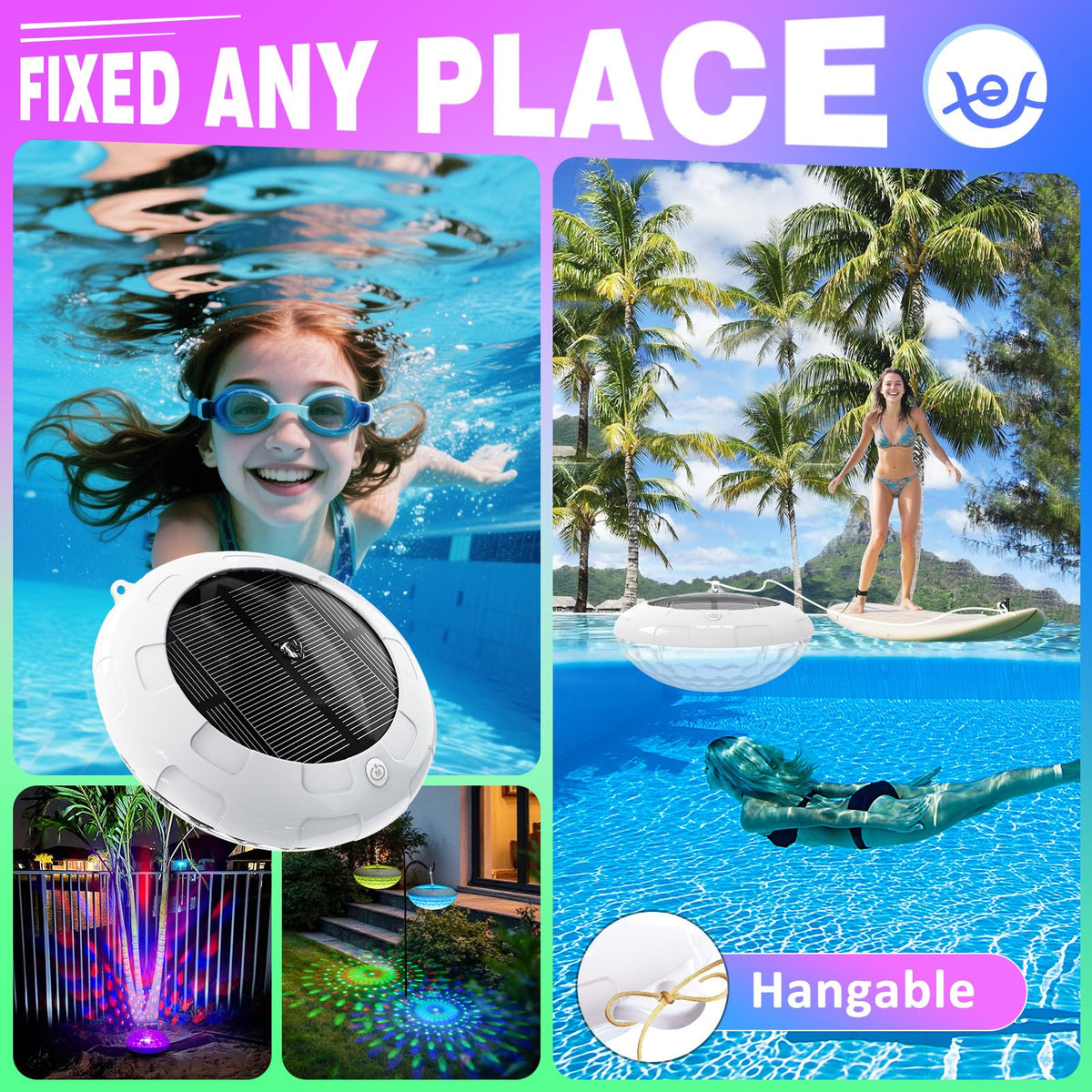 Cootway hangable pool light suitable for ponds and garden ambient lighting.