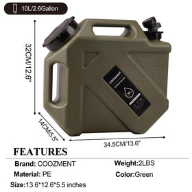 COOZMENT water jug with dispensing faucet for smooth pouring.