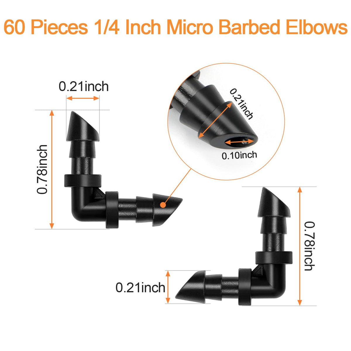 Copadri 1/4-inch barbed elbow ensures secure, leak-free tubing fittings.